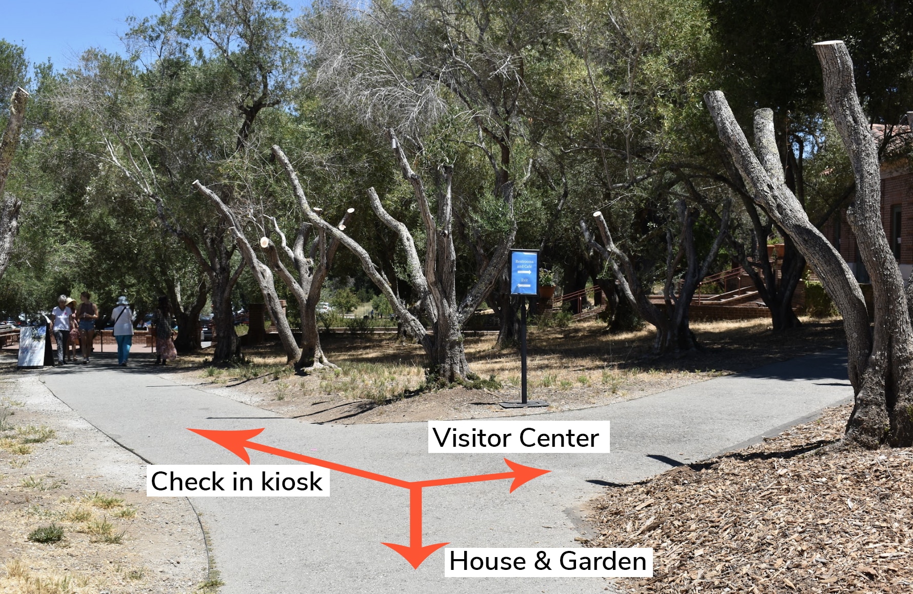 Stairless entrence from check-in Kiosk to Visitor Center and main property including House and Garden.