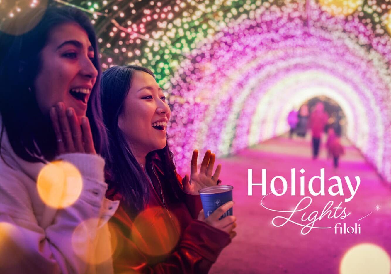 Holiday lights at Filoli (2024). Copyright Olivia Marshall Photography. Image courtesy of Filoli Historic House and Garden.