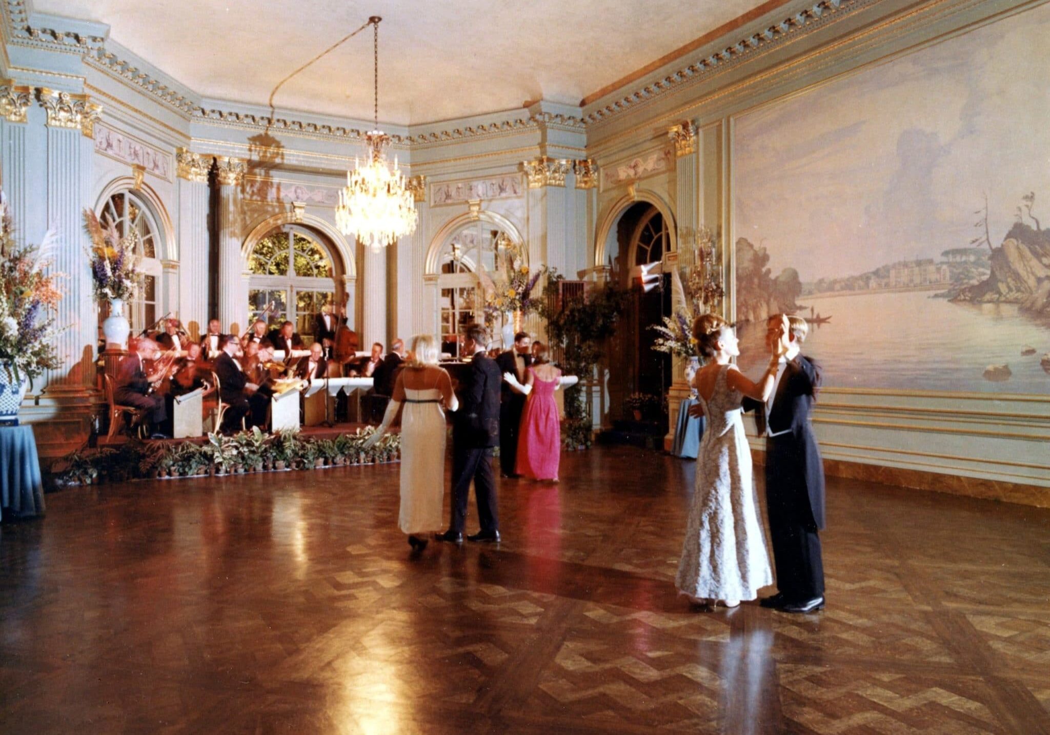 Debut ball photograph, 1960s. Restored color version of historic photos.